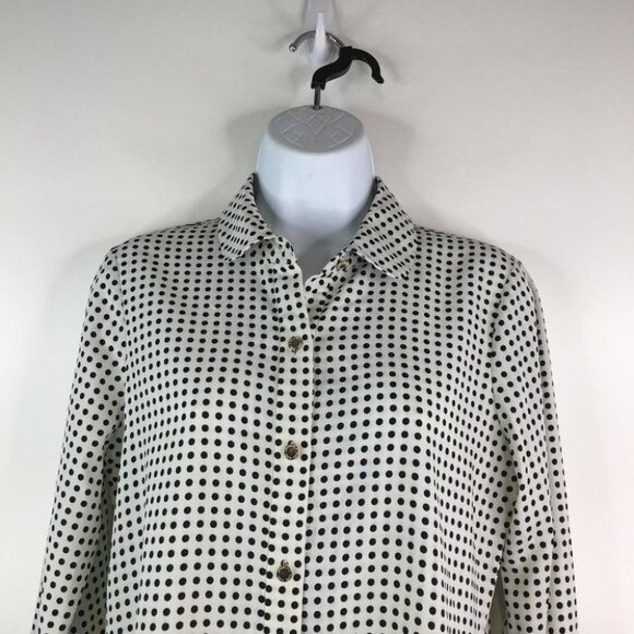 Karl Lagerfeld Polka Dot Blouse Neck Tie Top Size S - Picture 2 of 14
